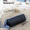 Altavoz Bluetooth portátil IPX5 resistente al agua, ideal para la playa y piscina con luces LED.