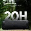 Altavoz Bluetooth portátil con hasta 20 horas de reproducción continua.