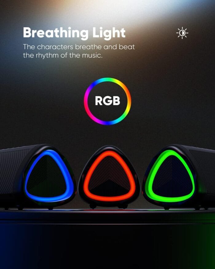 Altavoz Bluetooth con luces RGB que se sincronizan con el ritmo de la música.