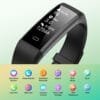 Smartband Livikey destacando sus funciones: monitoreo cardíaco, sueño, IP67, alertas SMS y más.