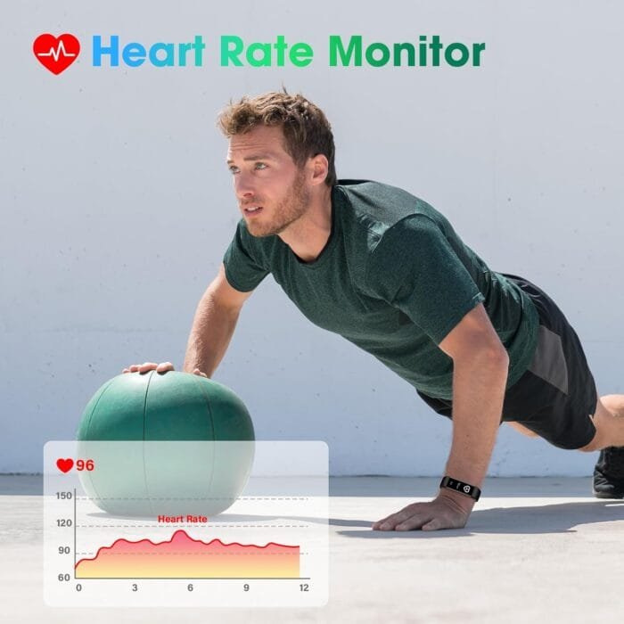 Smartband Livikey mostrando la monitorización de la frecuencia cardíaca durante un entrenamiento.