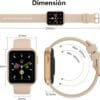Dimensiones del Smartwatch Bribejat 1.7": pantalla de 1.7", correa ajustable y diseño ergonómico.