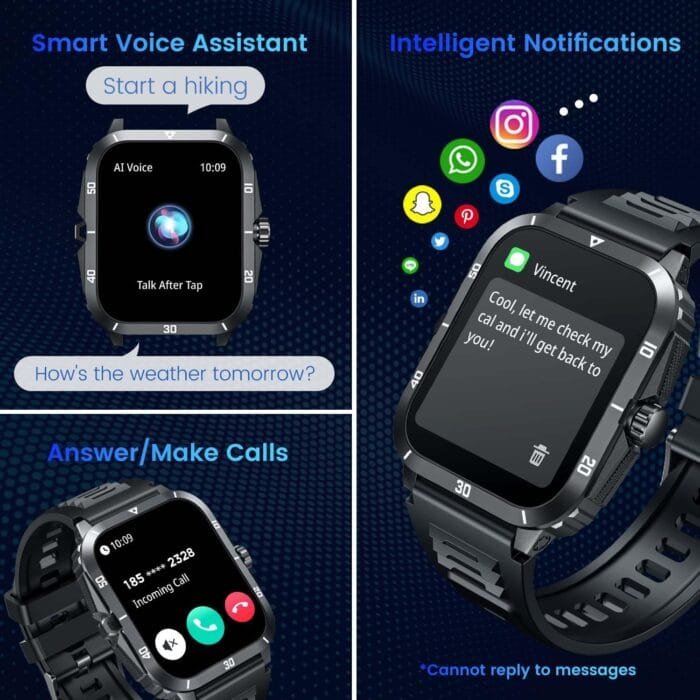 Reloj Inteligente Militar NIIZERO 2.0" – Potencia, Estilo y 100+ Modos Deportivos
