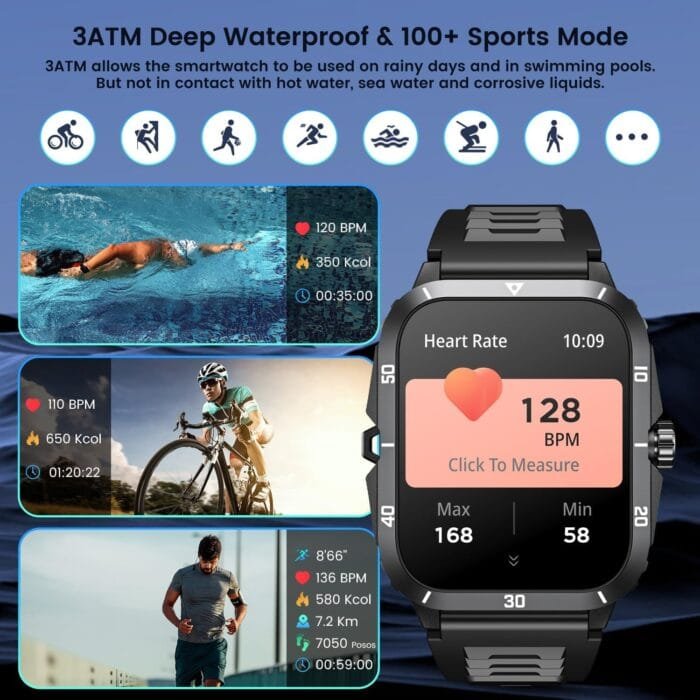 Reloj Inteligente Militar NIIZERO 2.0" – Potencia, Estilo y 100+ Modos Deportivos