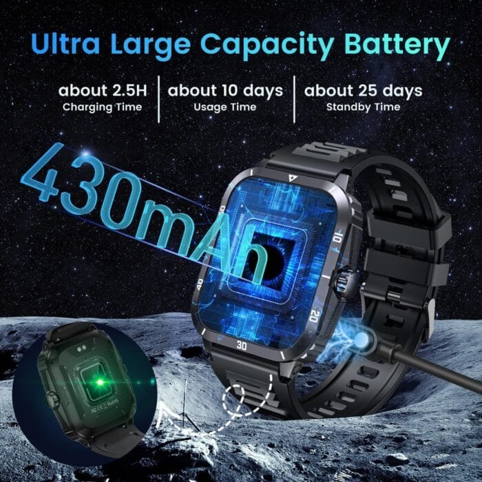 Reloj Inteligente Militar NIIZERO 2.0" – Potencia, Estilo y 100+ Modos Deportivos