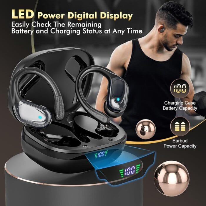 Persona usando auriculares inalámbricos BX17 durante entrenamiento, con ajuste seguro y comodidad para actividades deportivas.