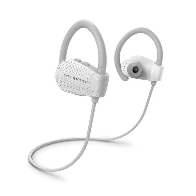 Imagen frontal de los auriculares Energy Sistem Sport 1 blancos, ideales para running y entrenamientos.